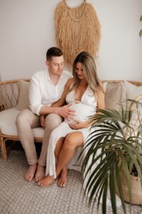studio maternity session - pregnant client with twins